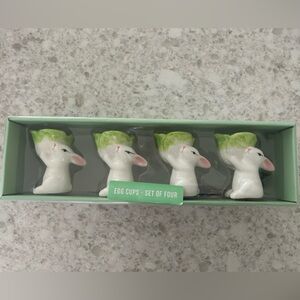 “New” Sundhine & Main Bunny Egg Cups - Set of 4 (White & Green)